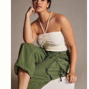 Anthropologie Halter Cream Top